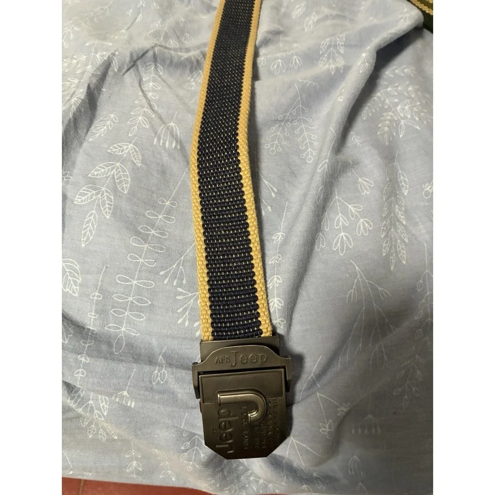 Jeep AFS Mens Canvas Web Belt 40 Inch Navy Khaki Tan Woven Tactical Flip Buckle
